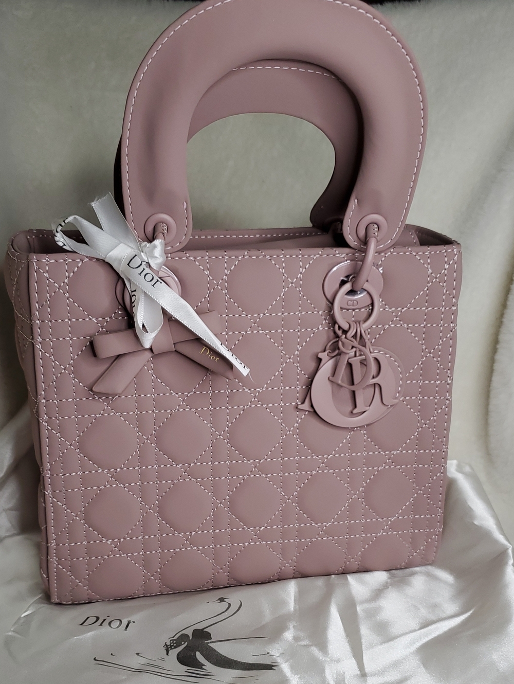 Mis DR Dusty Pink Quilted Shoulder Bag with Charm